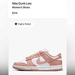 Size US 9.5 UK 7 EUR 41 Nike Dunk Low Rose Whisper Womens